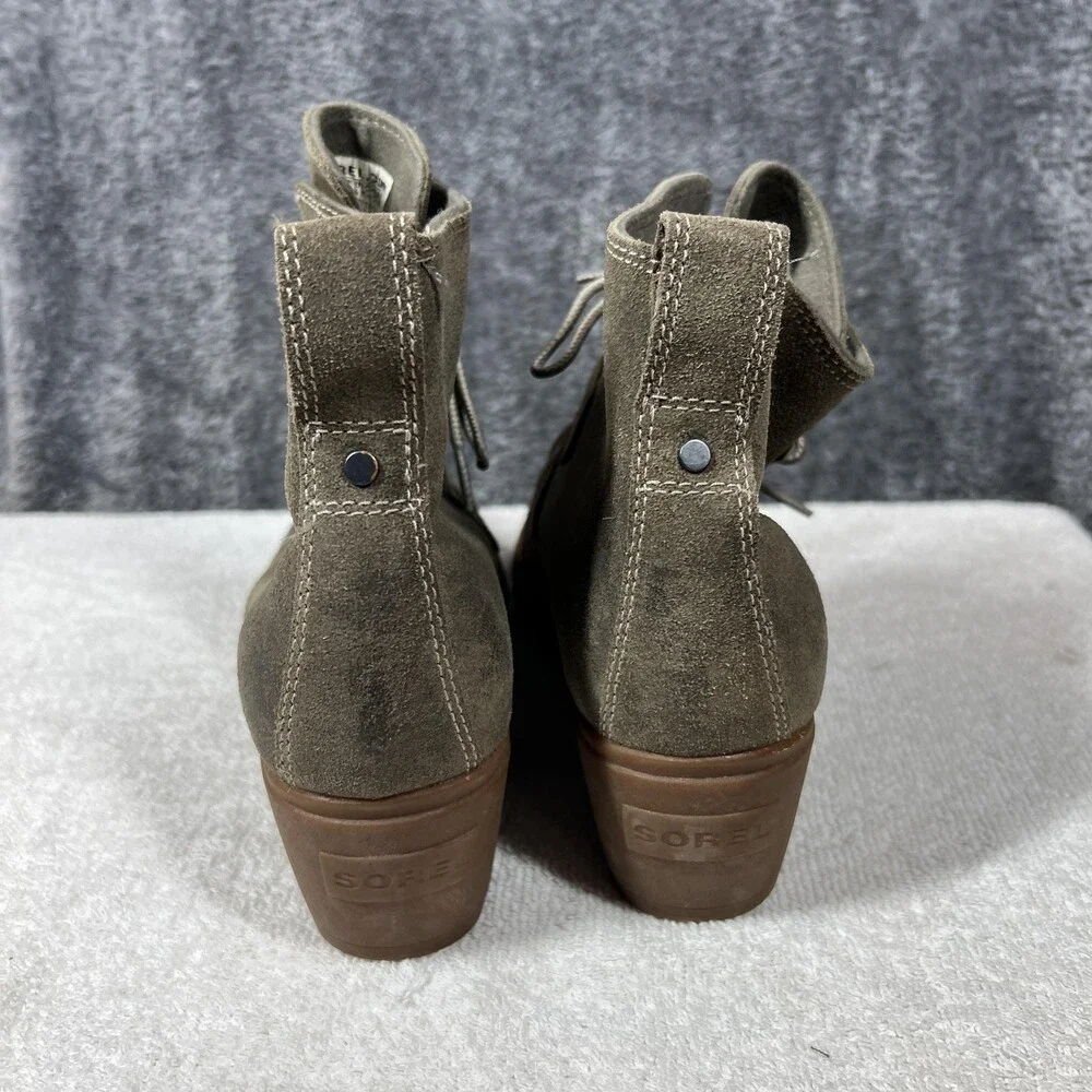 Sorel Boots Womens Size 10 Brown Suede Wedge Ankle Lace Up Booties NL2115-245